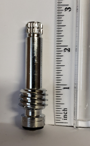 Black machined steel pen with hexagonal grip and small white logo at top.